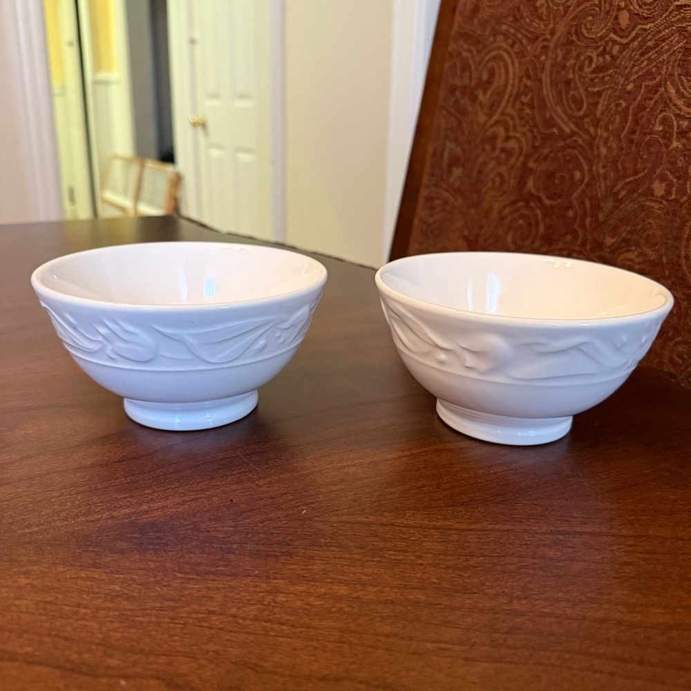 Set of 2 1980s Quadrifoglio by Franco Giorgi Embossed Cereal Bowls Made in Italy